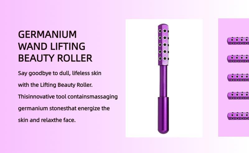 Professional Germanium Facial Roller with High Frequency Therapy – For Firming Skin, Reducing Wrinkles & Lymphatic Drainage | Rechargeable Purple Beauty Device | Dermatologist-Tested