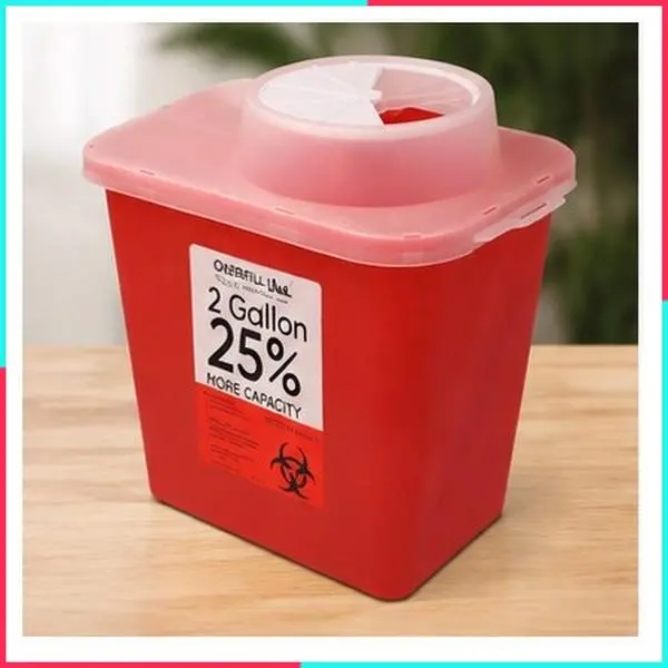 Large Sharps Container for Home Use and Professional 2 Gallon (1-Pack) with Chimney Top, Biohazard Needle and Syringe Disposal, CDC Certified