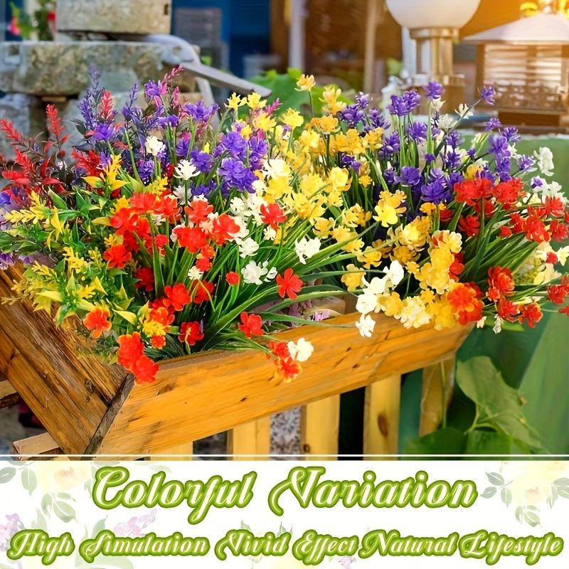 [Realistic | Multicolor] 6 Bundles Artificial Flowers - Realistic Multicolor Wildflower Bouquet |   Fade-Resistant Plastic Flowers |   Outdoor Indoor Blossoms for Weddings, Homes, Hotels, Cemeteries, Courtyards, Gardens, Vases