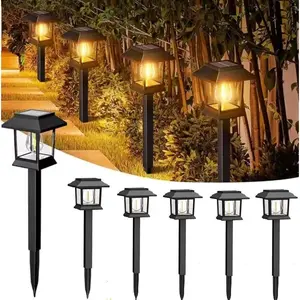 6 PCS LED Solar Pathway Light Waterproof Outdoor Garden Lighting for Driveway Walkway Patio Lawn Warm White 3000K IP44 Easy Installation Brown Hard Plastic Finish Energy Saving Decorative Pathway Lights