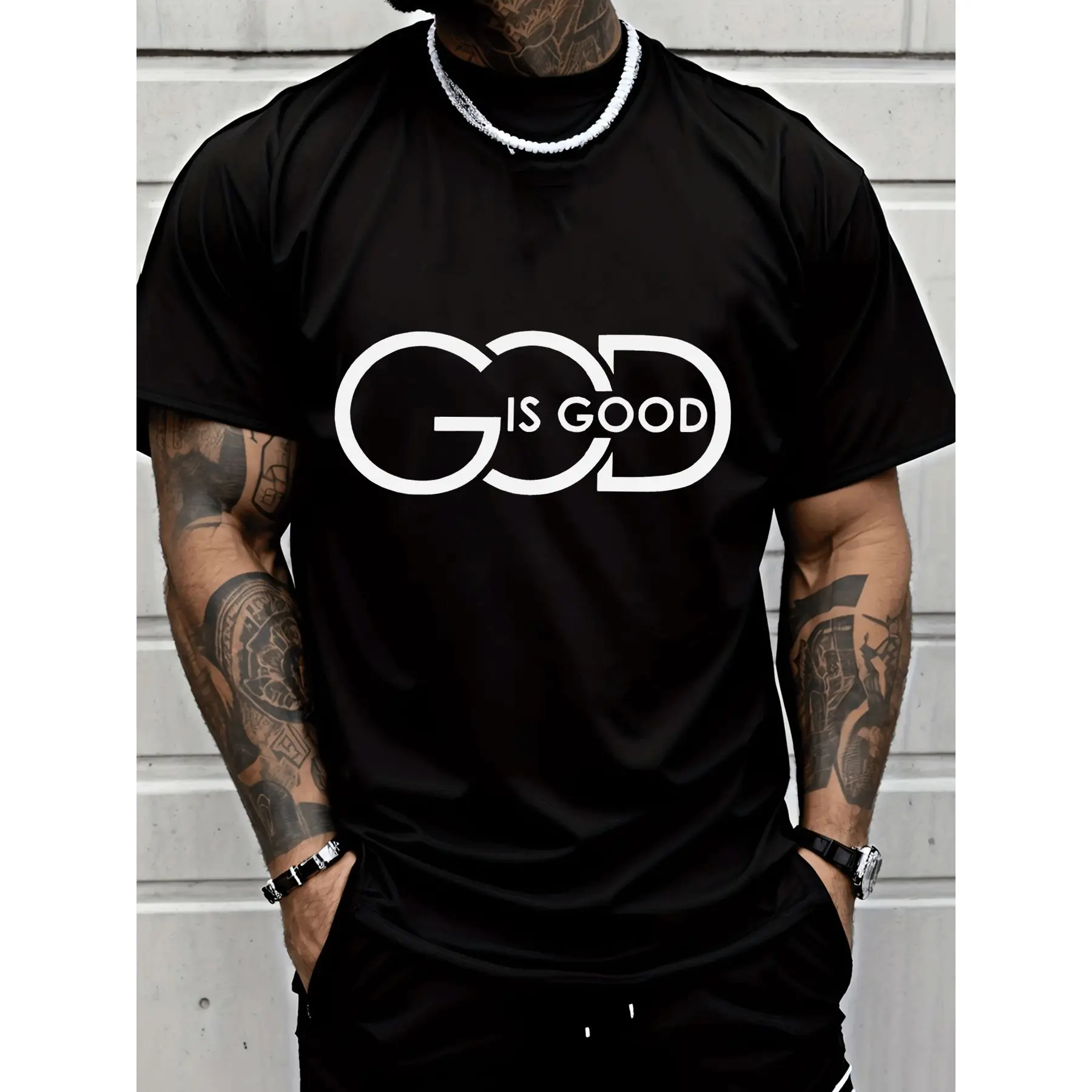 "GOD IS GOOD" Christian Faith T-Shirt |   Inspirational Religious Graphic Top |   Thick And Durable Print, Fade Resistant |   Breathable Cotton, Wrinkle Resistant Short Sleeve Round Neck Casual Streetwear, Holiday Shirt, Unisex Fit, Practical Design