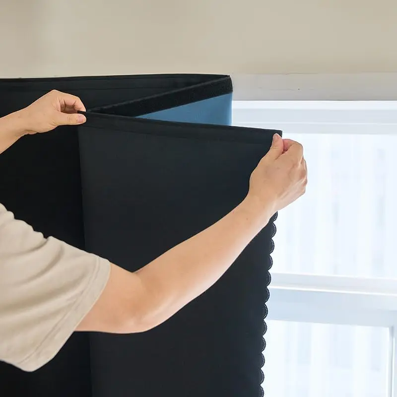 100% Blackout Solid Pattern Curtain Blinds - Non-Drilling Mounting, Adjustable Size, 47" W x 54" L 1 Panel (Black) for Bedrooms, Light Blocking Window Shades, Room Darkening Blinds