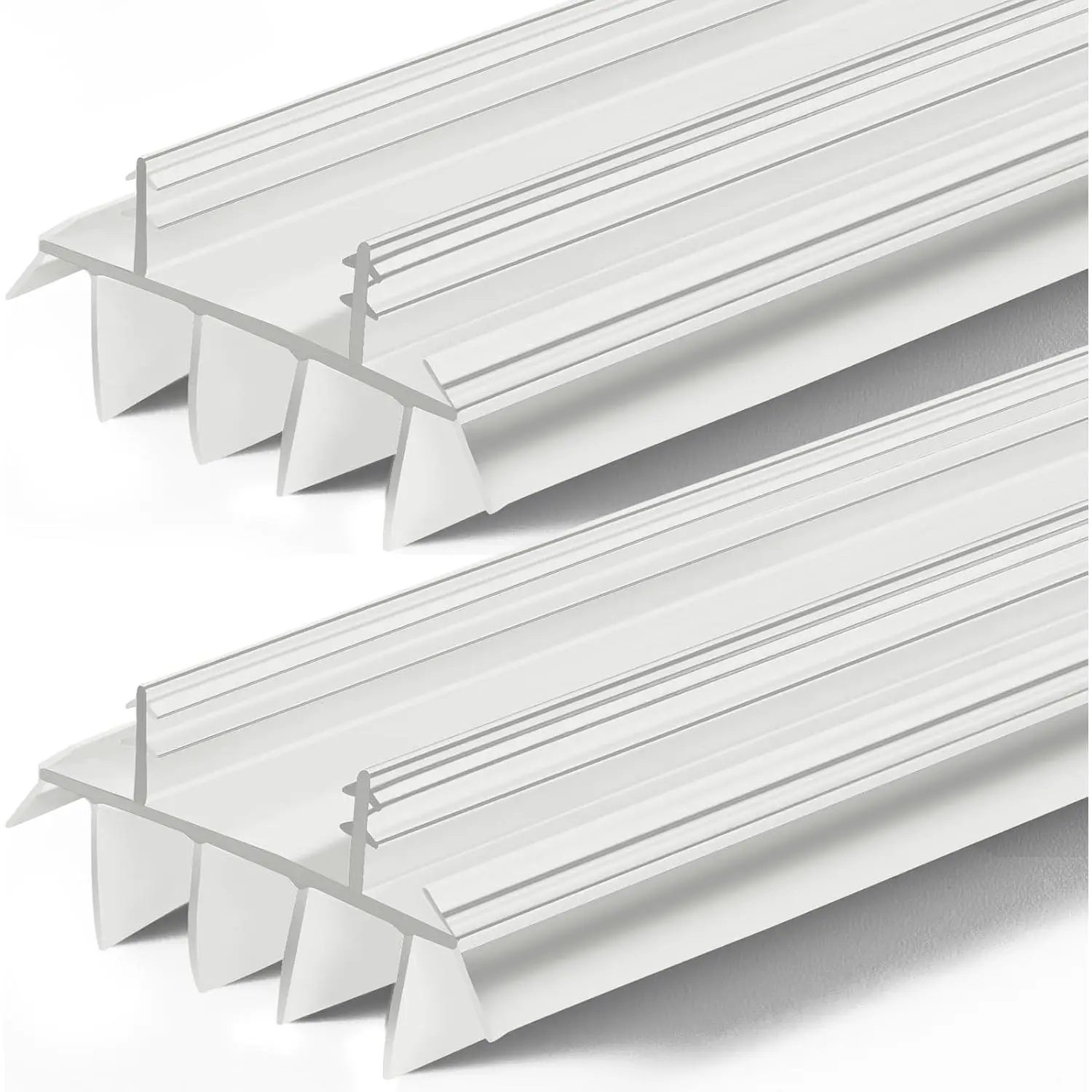 2 count Door Bottom Seal with Vinyl Fins Threshold Strip, Black
