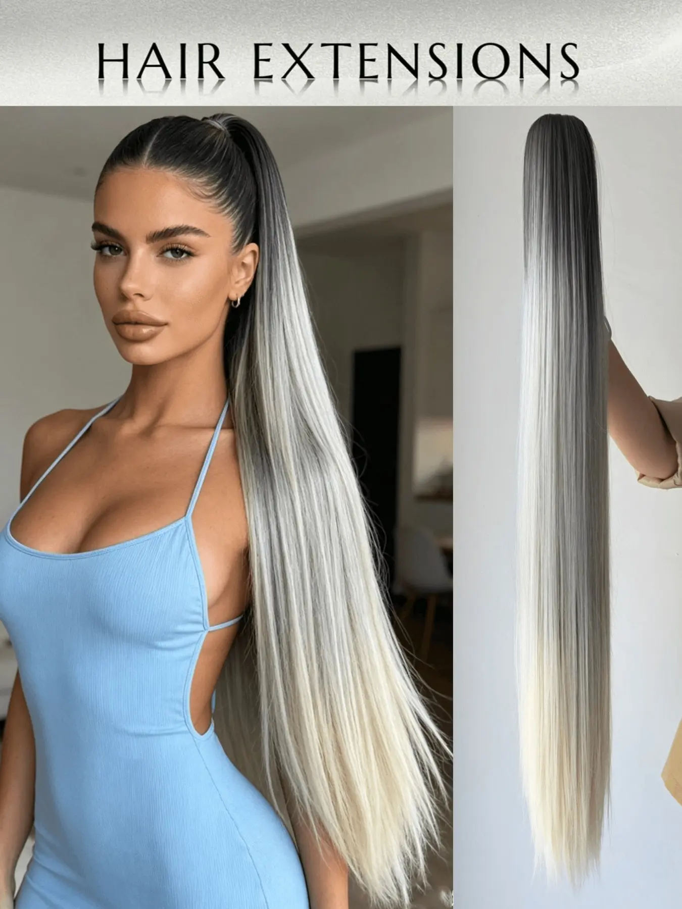 Extensiones ponytail human hair Elegant Curly Ponytail Clip-In Hair Extensions for Women, Extension Hairpiece, Synthetic, Multi-Style, Suitable for All, Daily Use Hair Accessories