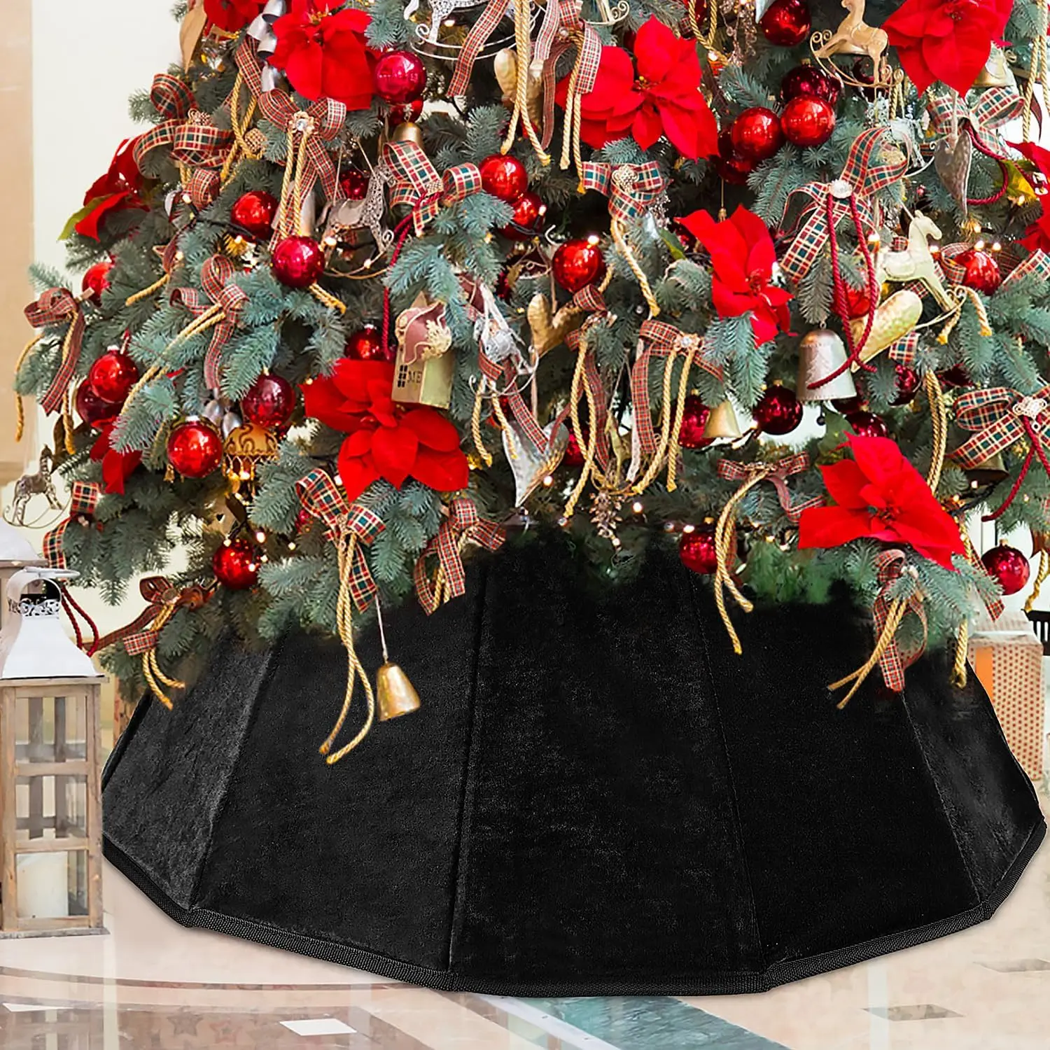 Black  Christmas Tree  - Folable Tree Ring & Skirt for Artificial Trees - Base Stand Cover Decoration