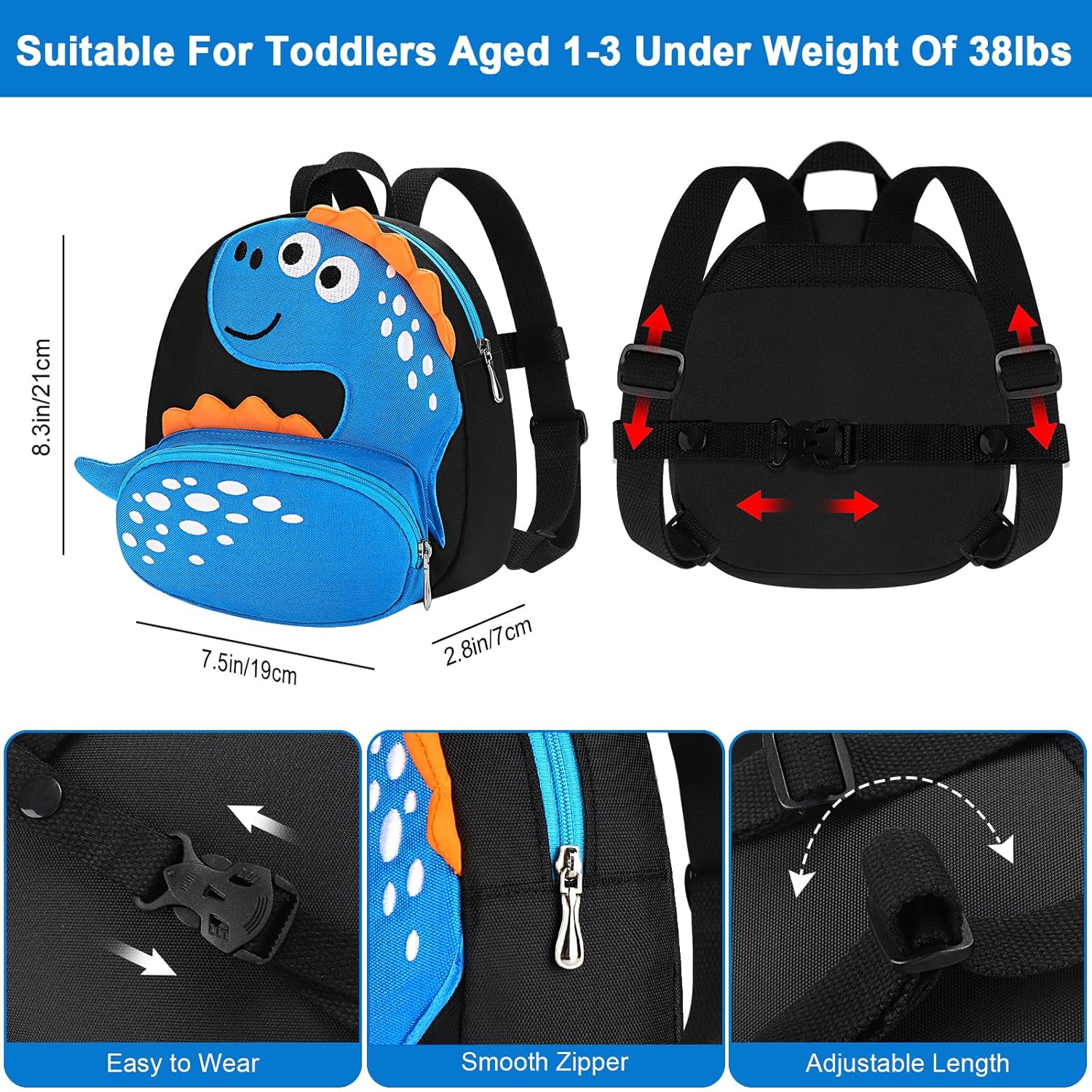 Backpack Leash, Cute Dinosaur  Harness Backpacks with Anti Lost Wrist Link, Adorable  Backpack Mini Bag Wristband Tether Strap Leashes for  Boys Girls Ages Gifts Essentials