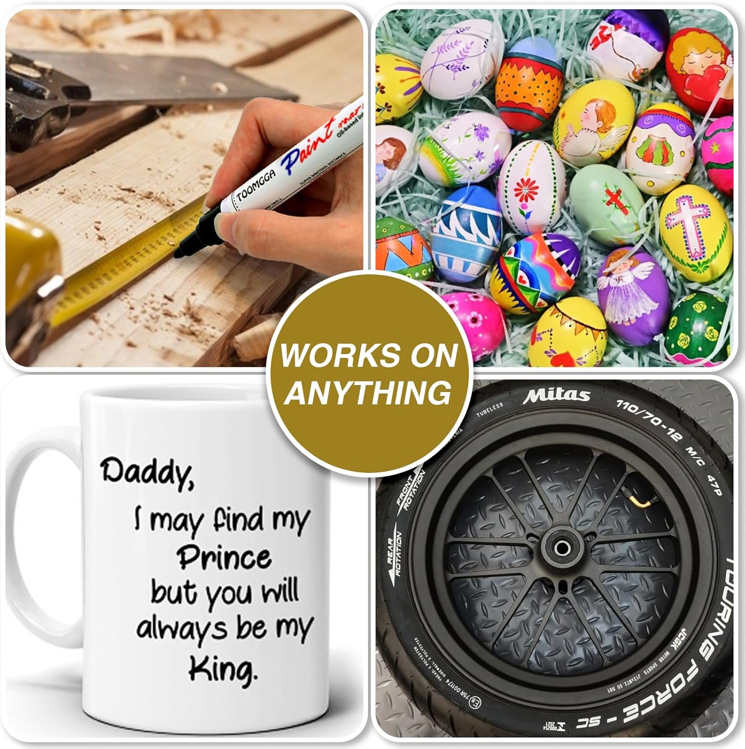 Yellow Permanent  Pens  Markers - 2 Pack Oil Based Markers, Quick Drying and  Marker Pen,  Tire, Metal, Rock Painting, , Ceramic, Plastic, Canvas, Mugs, Medium Tip