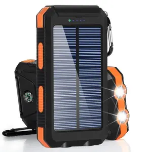 10000 mAh Portable Solar Power Bank with Solar Panels, Solar Powered Charger with Dual LED Flashlights, Power Bank for Travel, Camping, Travel Gadgets, Solar Cell Powered #GLOBAL PICKS