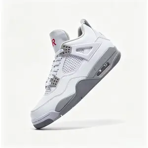 White Gray Speckled Mid Top Retro Basketball Sneakers Men Shock Absorbing Street Trainers
