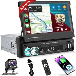 7" Single Din Car Stereo Radio with Carplay Android Auto Mirror Link Upgrade Wireless, Foldable Touchscreen Bluetooth Car Audio with FM Radio, USB/TF/AUX/Type-C Port+Backup Camera&MICH5ClosetCrush