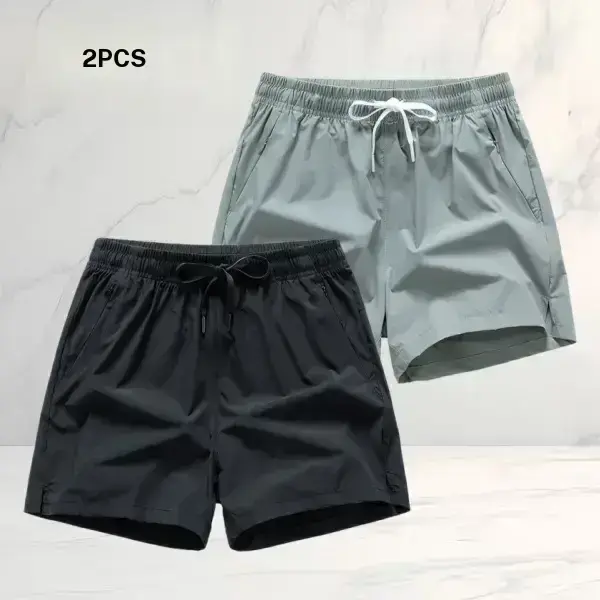 Summer lightweight quick dry two piece shorts set featuring ice silk fabric for breathability and speed drying, a loose fit with a drawstring elastic waistband, suitable for men’s fitness, running, everyday outings, and home leisure. casual tiktokshopspri
