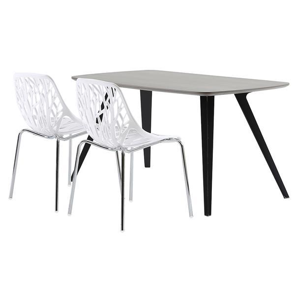 4pcs Modern Stackable Chair Set of 4,Kitchen White Dining Chairs,Birch Sapling Comfy Chairs for Dining Room,Living Room,Waiting Room (White)