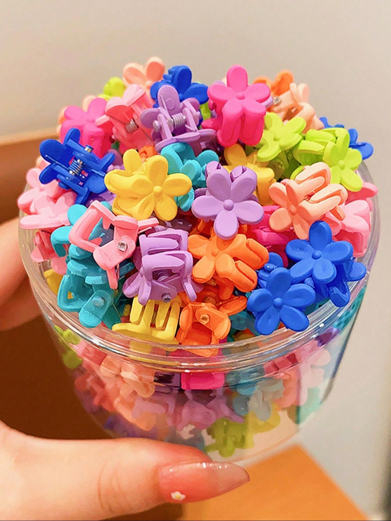 Random Color Flower Design Mini Hair Claws, Cute Colorful Hair Accessories for Women & Girls, Minimalist Headwear Suitable for Thick Hair, Super Cute Clips, Hair Clip Set, Hair Decor