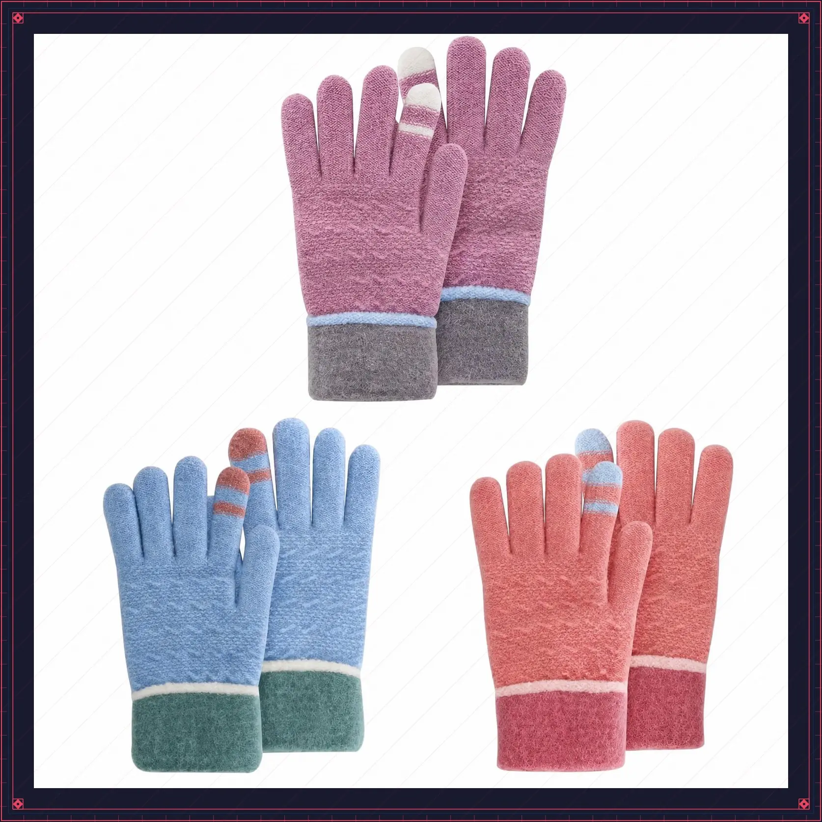 Kids Winter Gloves for Boys Girls, 3 Pairs Children Warm Wool Lined Gloves Toddler Thermal Knitted MittensGift