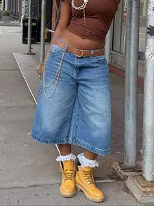 Women's Casual Loose-Fit 7/8 Wide Leg Jeans, Comfortable Fashion Denim Jeans for All Seasons, Perfect Fit for Leisure Wear