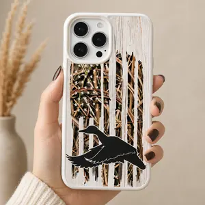 Magnetic Duck Flying American Camo Phone Case for iPhone 17 16 15 14 13 12 11 Pro Max Plus MagSafe-Compatible Shockproof Clear Acrylic Protective Cover Hunting Gift for Men Girls