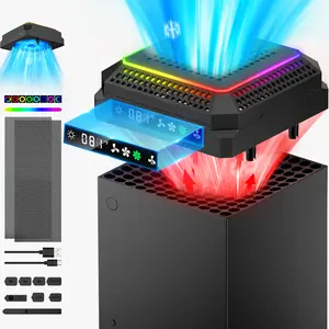 Auto Cooling System Compatible with Xbox Series X w LED Display Whisper Quiet Adjustable by Temperature, For Series X Console Air Cooler Fan,2 USB Port,Rubber Dust Plugs for Xbox 360 Batteries