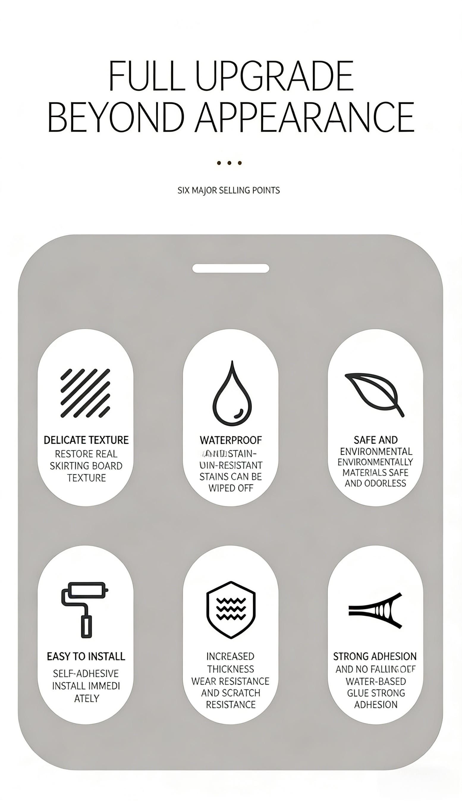 Self-Adhesive PVC Baseboard, Thick Waterproof Vinyl Wall Trim, Peel and Stick Skirting Board, Countertop Edge Guard, Ceiling Corner Molding, Removable Wall Corner Protector, Easy DIY No Tools Installation, 3.94" x 196.85"