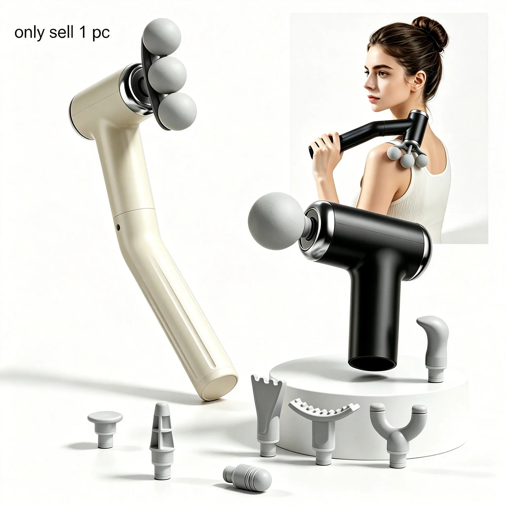 Portable Rechargeable Handheld Massage Gun, Detachable Extended Handle, 9 Massage Heads, Ideal for Home Body Massage, Comfort & Relief