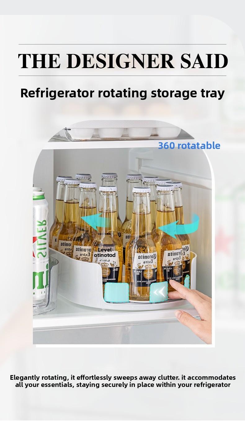 Kitchen Rotating Storage Rack for Drinks Multi - purpose Fridge Rotation Tray Detachable Washable Desktop Bottle Organizer