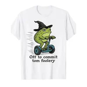 Unisex T-Shirt Funny "Off to Commit Tom Foolery" Meme Frog Graphic T-Shirt funny graphic tees