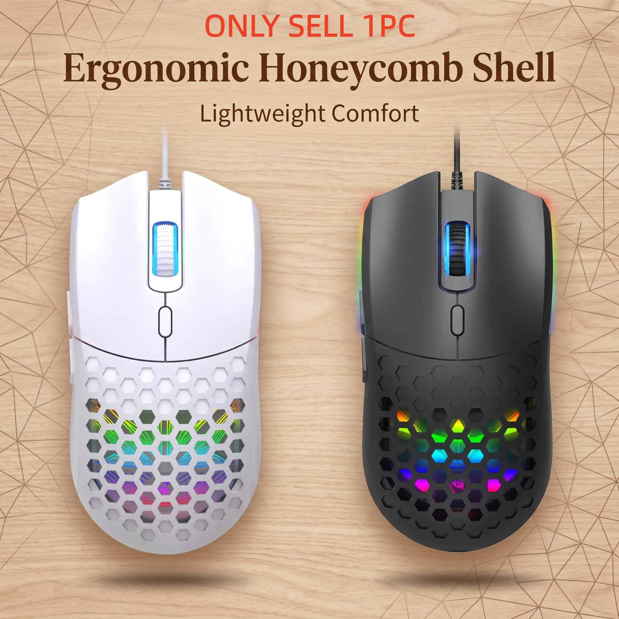 Ergonomic Non-Slip Wired Gaming Mouse, High Precision 6400 Adjustable DPI Optical Tracking, Flashing RGB Backlight, Six Programmable Macro Keys, Stable Comfort Grip, Works with Laptop PC for Gaming & Office, Gaming Accessories, Birthday Present
