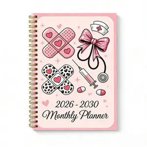 2026-2030 Monthly Planner/Calendar - January 2026 to December 2030, 5-Year Monthly Planner, Nurse-Themed Cover Design Notebook, Annual Calendar Planning, Monthly Tabs, 60-Month Calendar, 5.5 x 8.3 inches, Thick Paper, Elastic Cover, Durable Double Wire Sp