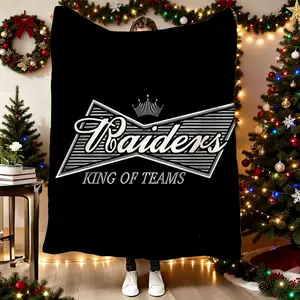 A Raiders Printed Flannel Blanket for Year-round Comfort, Featuring Full-size Digital Printing. Perfect for Sofas, Beds, and Car Naps, It Provides Full Coverage. Ideal for Halloween, Thanksgiving, and New Year's Eve Family Gatherings. A Cozy