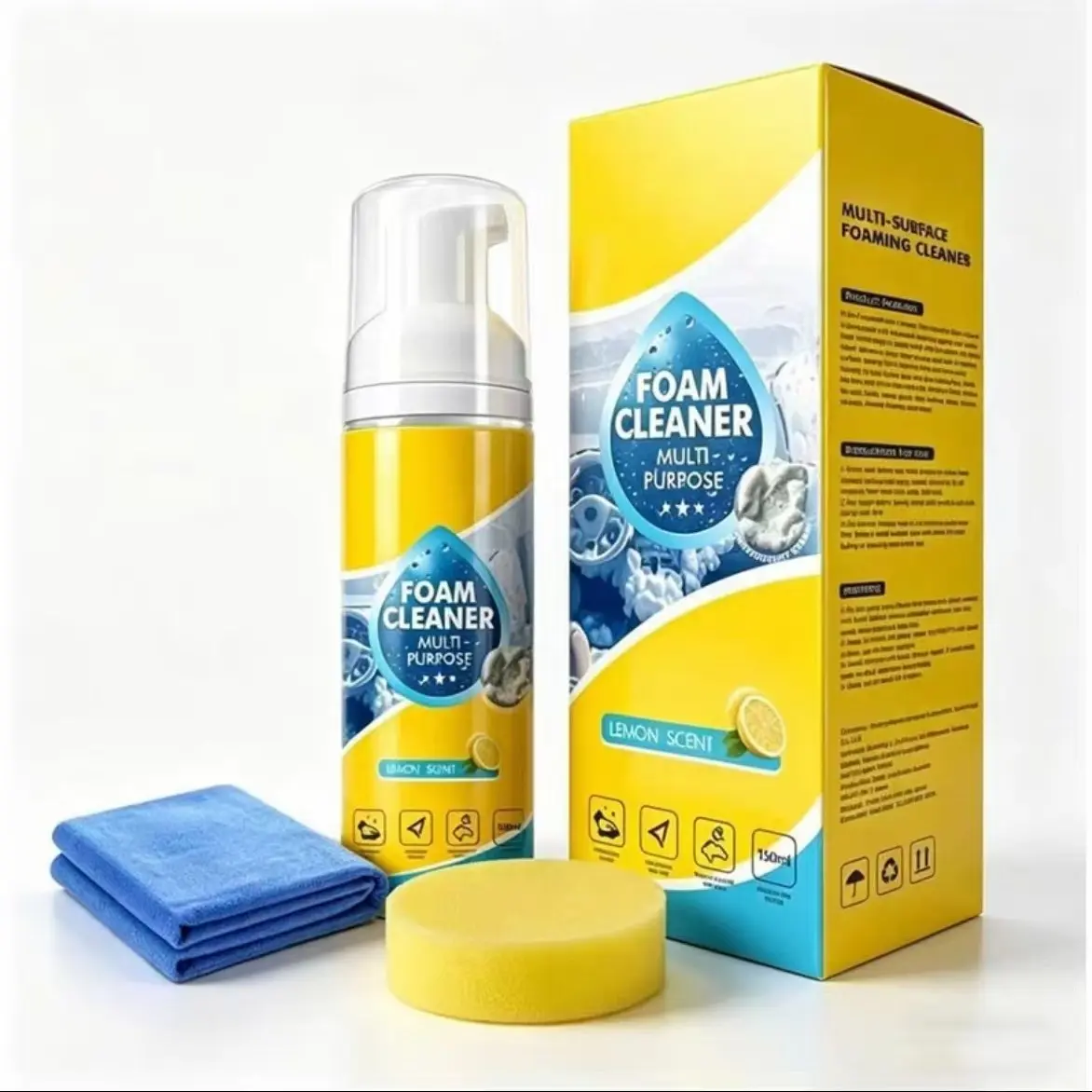 4-In-1 Multi-Enzyme Foam Cleaner, New No-Rinse Foam Cleaner, Versatile Deep Cleaning Spray, Ideal for Kitchen Grease, Bathroom Tiles, Sofa Cushions, Car Interior, Kitchen Grease Remover