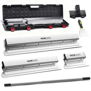 VEVOR Skimming Blade Set, 10+24+32 Blades+ 35-78 Extension Handle European Stainless Steel Construction Knife, Aluminum Blade Profile Smoothing Knockdown Spatula for Gyprock/Drywall/Wall-Boa