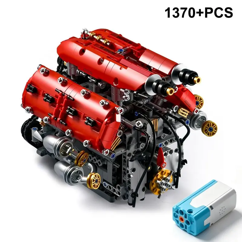 1370pcs engine assembly building set Block Kit, engine model collectible toy, home or office decoration, physical science experiment toy, gift suitable for boys and teenagers aged 8 and above