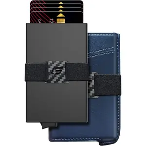Slim  Card Holder Wallet,Minimalist Metal Mens Wallet,RFID Blocking Wallet For Men,Pop Up Wallets Men,Stealth Wallets for Men, 14+ Cards Holder Mens Wallets With 2  Bands