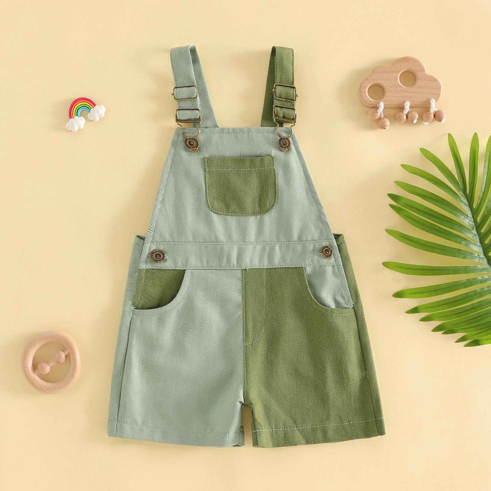 Imcute 90's Style Toddler Overalls Shorts Babby Boy Girl Suspender Romper Contrast Color Sleeveless Jumpsuit with Adjustble Shoulder Strap Shorts