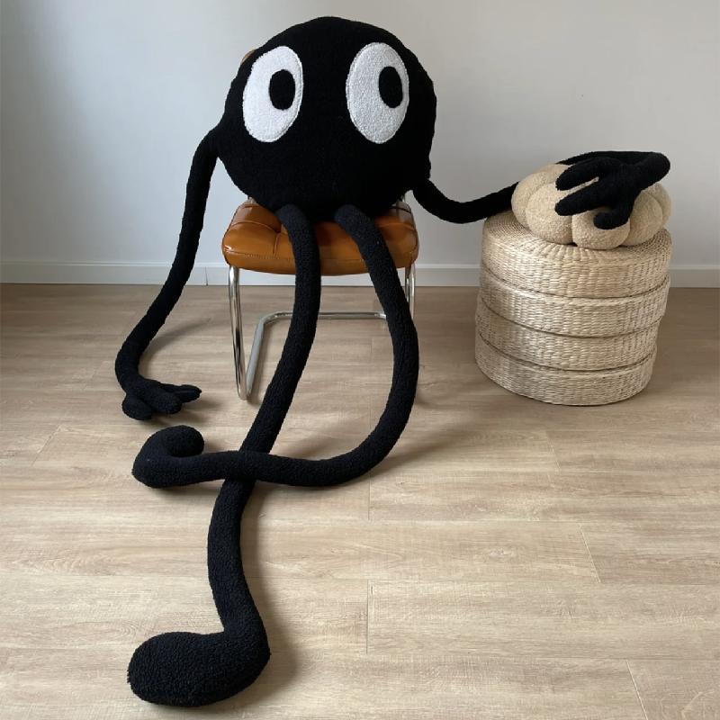 Giant Cute Black Briquettes Octopus Plush Toy Stuffed Long Legs Octopus Doll Plush Animal Pillow Creative Gift Kawaii Room Decor