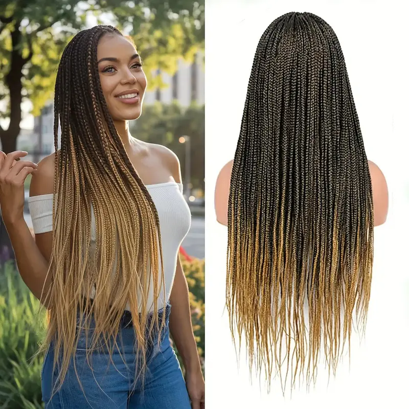 Synthetic Full Lace Wig, Hand-Twisted 3-Strand Braids, Chemical Fiber Hair for Fashion Accessories Use crochet