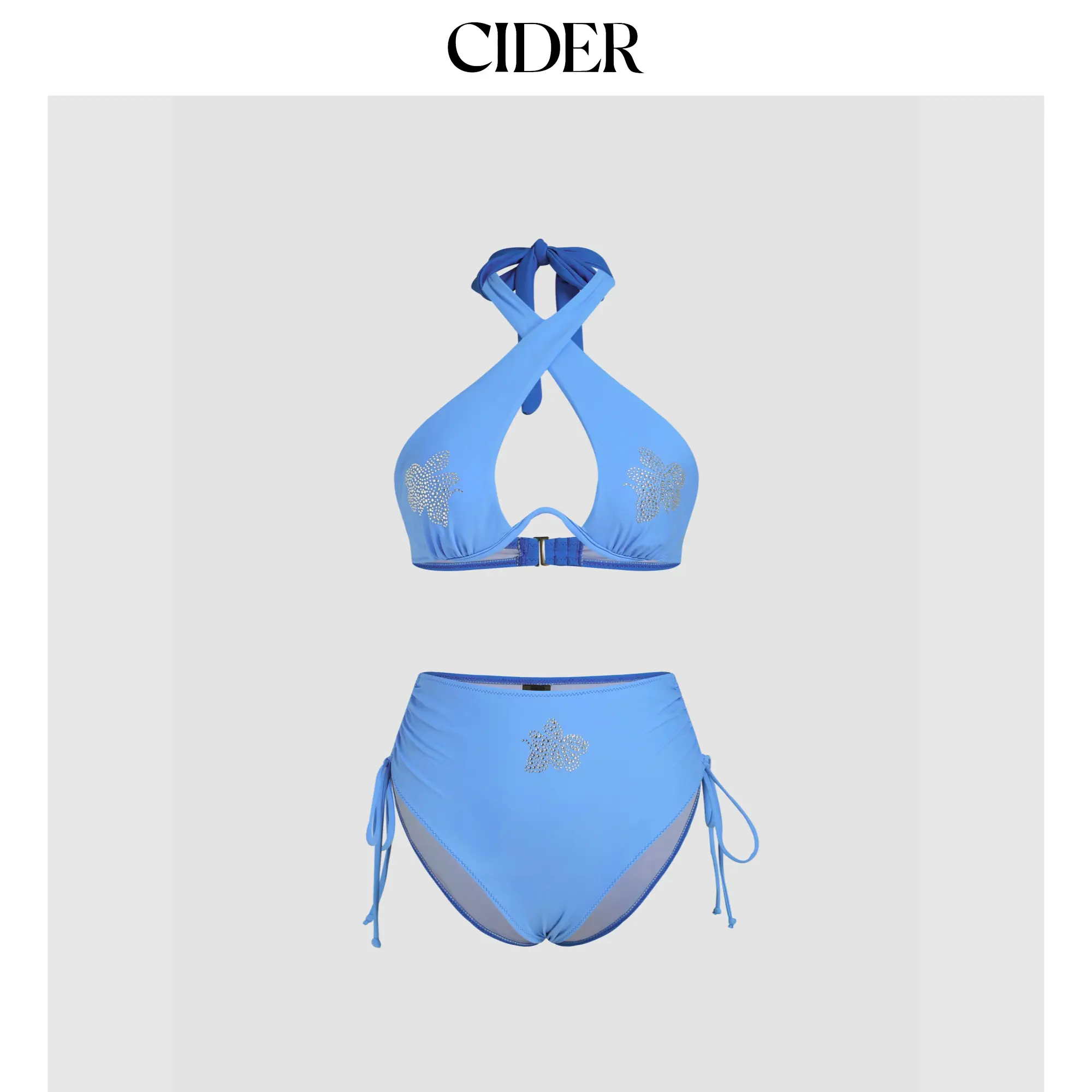 Cider Graphic Underwire Halter Bikini Swimsuit
