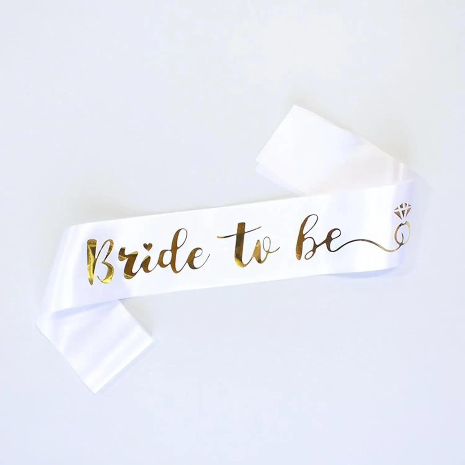 Bride to Be Sash for Bridal Shower Bachelorette Party Wedding | soft white satin sash with shiny  foil, ideal photo prop & delicate  for engagement, wedding and bridal shower party