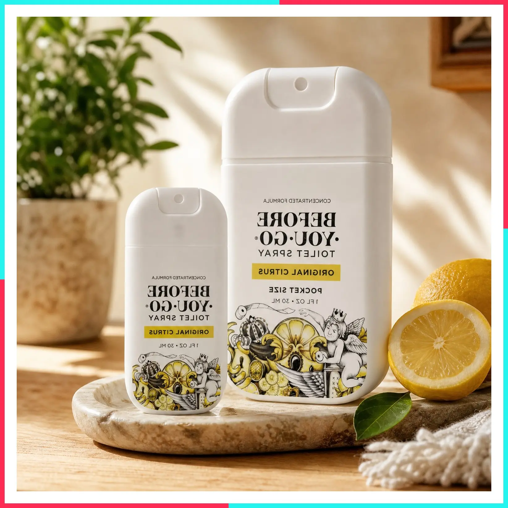 Before-You-Go Pocket Toilet Spray, Travel Essentials, Original Citrus, 1 Fl Oz, Up to 50 Uses, On-The-Go Bathroom Odor Deodorizer with Essential Oils, TSA Approved Size, Lemon Bergamot