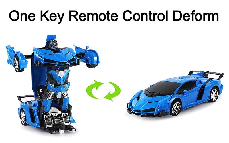 Kids Transforming RC Car Robot Sports Car 2 in 1 Deformation Toy with Remote Control for  Age 3+ 4-7 8-12 boy Robot with Remote Control Rechargeable Alloy Cyber-Truck Transformable Mini Forklift Dual-Tire Drift High-Speed LED Off-Road