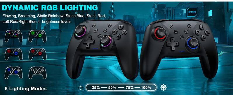Wireless Switch Pro Controller with Charger Dock Station for Nintendo Switch Controller/Lite/OLED, Hall Effect PC Game Joysticks/iOS/Android Remote Accessories Interactive Gaming Figures-Black