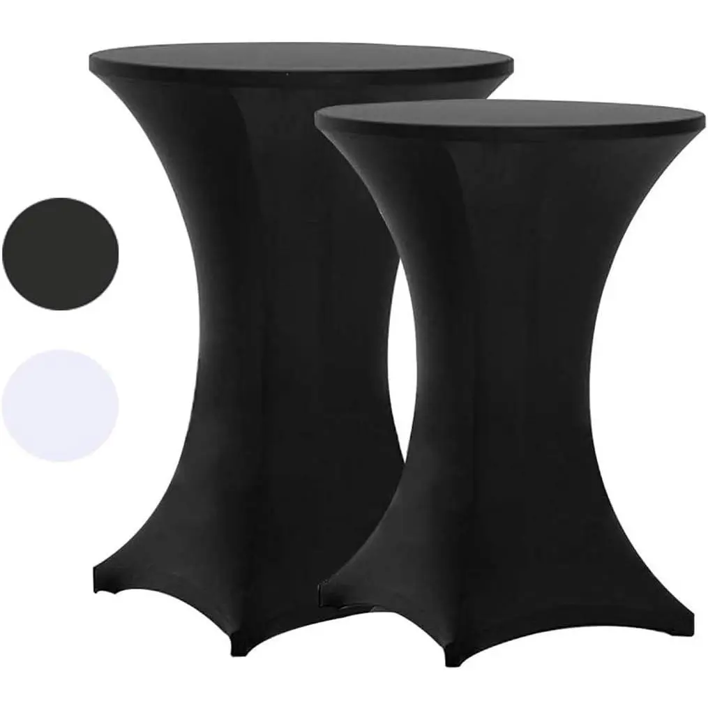 2 Pack 24x43 Inch Highboy Spandex Cocktail Table Covers Black, Cocktail Table Spandex Covers, Fitted Stretch Cocktail Table Tablecloth for Round Tables (2PC 24X43 Black)