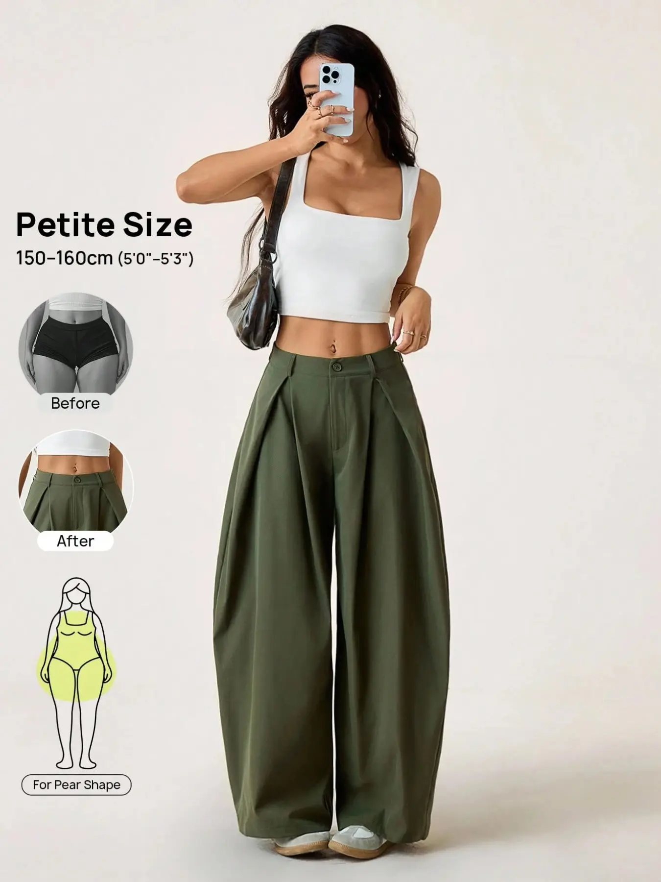 1PC Women's High Waisted Wide Leg Pants｜Pleated Palazzo Dress Trousers with Elastic Back Waist and Pockets｜Women's Business Casual Office Streetwear