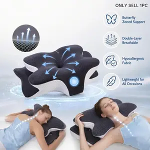 Supportive Ergonomic Cooling Memory Foam Neck Pillow, Zoned Contour Pillow for Side, Back and Stomach Sleepers with Washable Breathable Queen-Size Pillowcase #GLOBAL PICKS