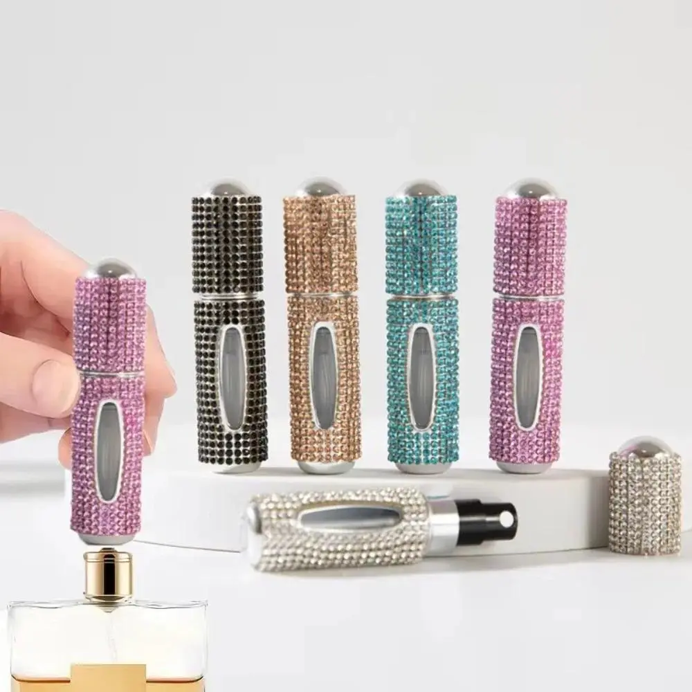 5 ml Mini Perfume Bottle Crystal Bling Glitter Refillable Atomizer Sprayer Mini Size Diamond-Encrusted Empty Pump Container