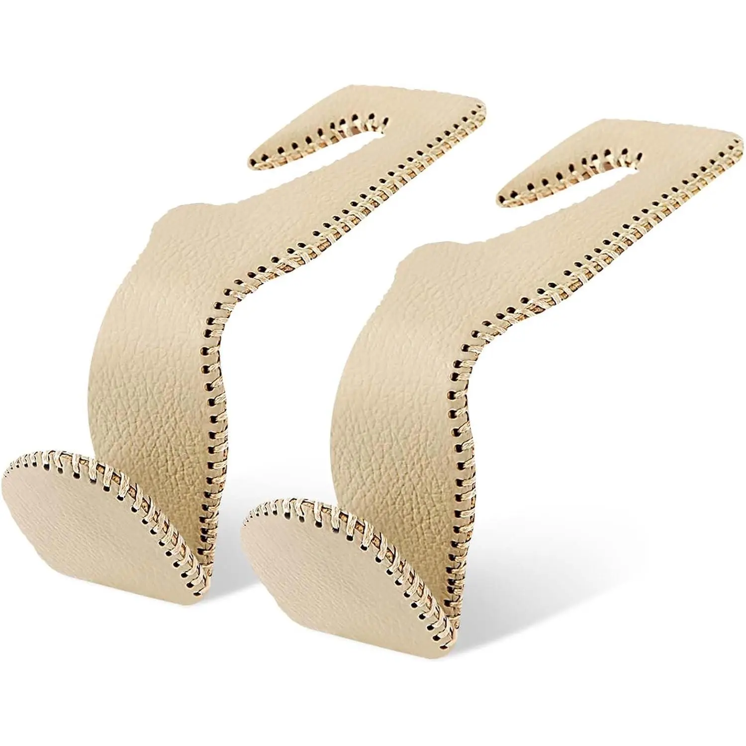 Purse and Coat Hanger - 2Pack Beige Leather Hooks for  Purses, Bags and Coats