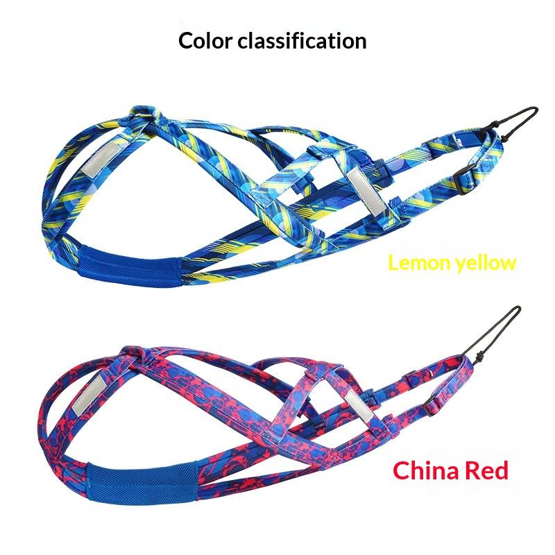 No-Pull Dog Skijoring Harness, Heavy Duty Reflective Dog Weight Pulling Harness for Canicross, Bikejoring, Skiing, Training, Walking, Adjustable Padded Dog Sled Harness for Medium Large Dogs