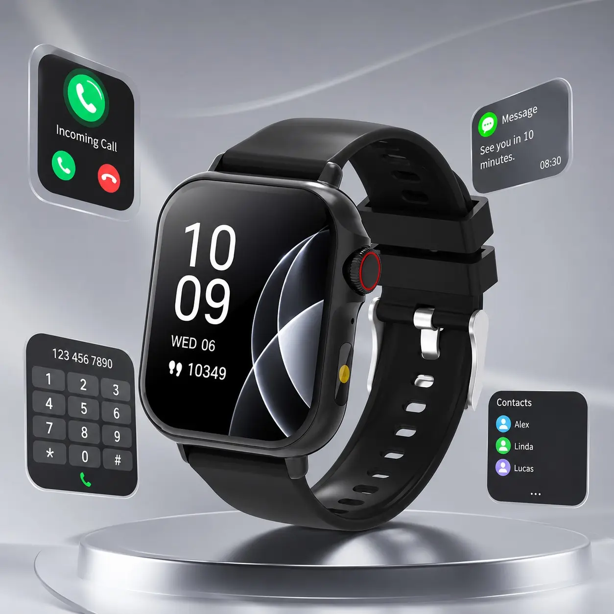Latest Smartwatch, 1.83-Inch Touch Screen, Fashion Band, Call/messaging Alerts, Multiple Sports Modes, Camera Control, Calendar, Weather, Music, Stopwatch, Gift for iOS/android