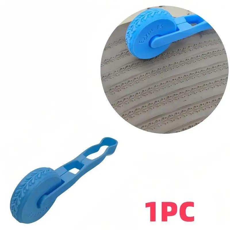 2-In-1 Clay Stamp Roller & Ceramic Texture Wheel, Geometric Egyptian Patterns, Durable Plastic Non-Electric Tool, DIY Ceramics Art Supplies