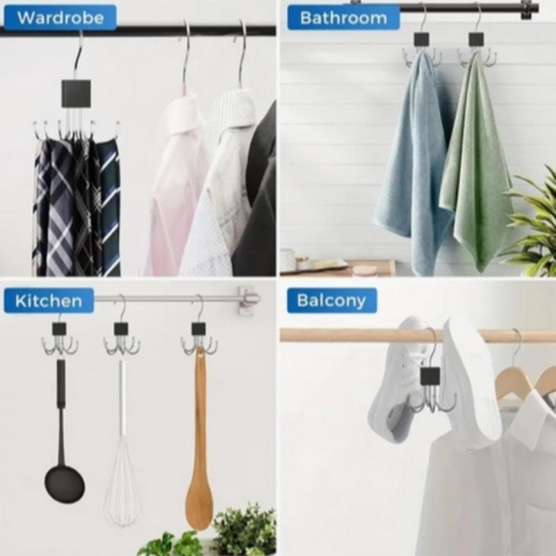 360° Rotatable Belt Hook, 1 Count Durable Metal Storage Hook, Multi-purpose Organiser Hook for Belt, Scarf, Tie, Home Storage Hook for Wardrobe, Closet, Home and Dormitory