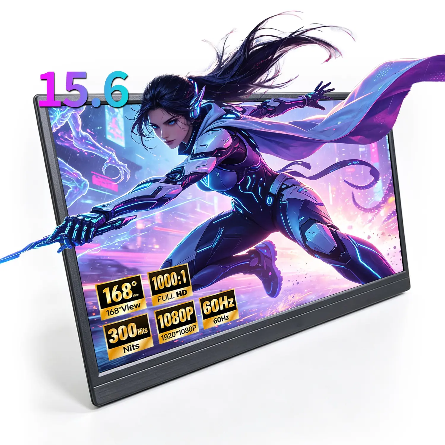 Veout 15.6 Inch Touch Portable Display, 1080P Full HD IPS Screen, 60hz Refresh Rate, 178° Wide Angle, Type-C Plug-And-Play, Laptop Extender, Portable Touchscreen Monitor